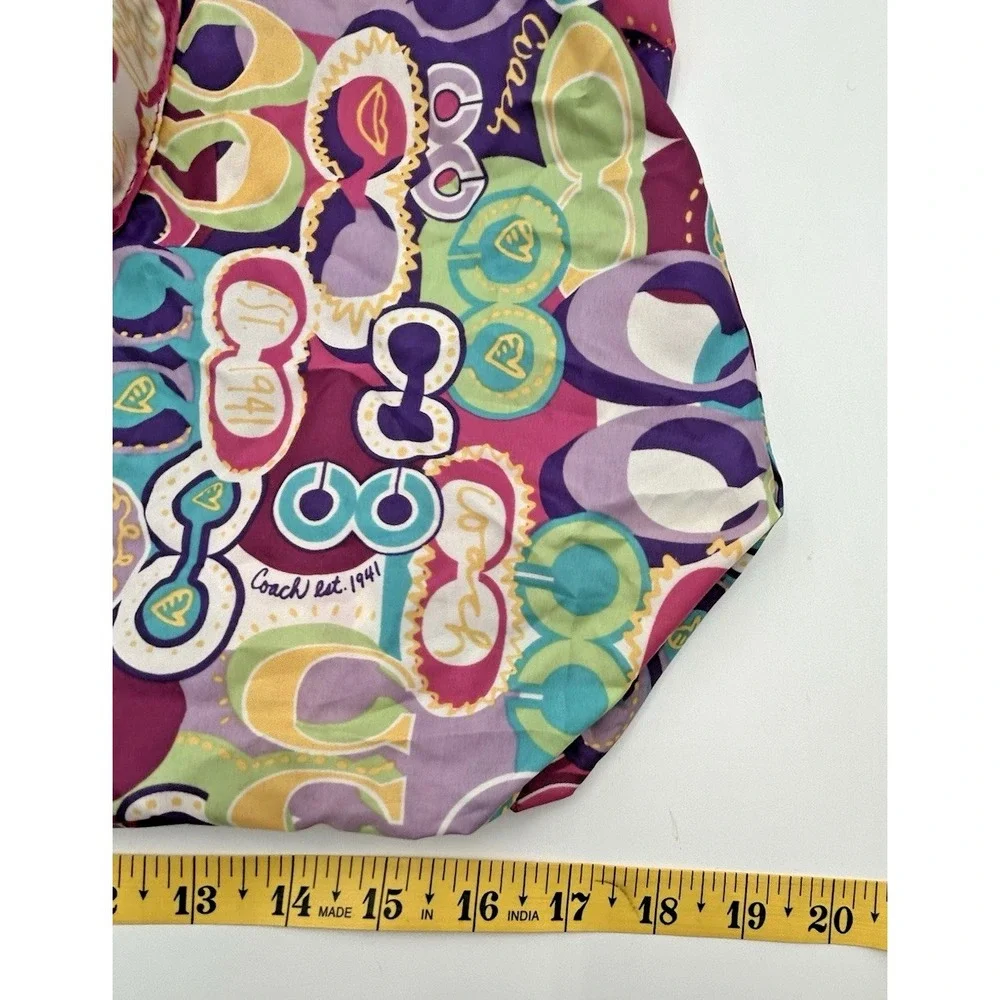 Coach Poppy C Glam Signature Print Packable Nylon Hobo Tote Shopping Bag - Picture 9 of 10
